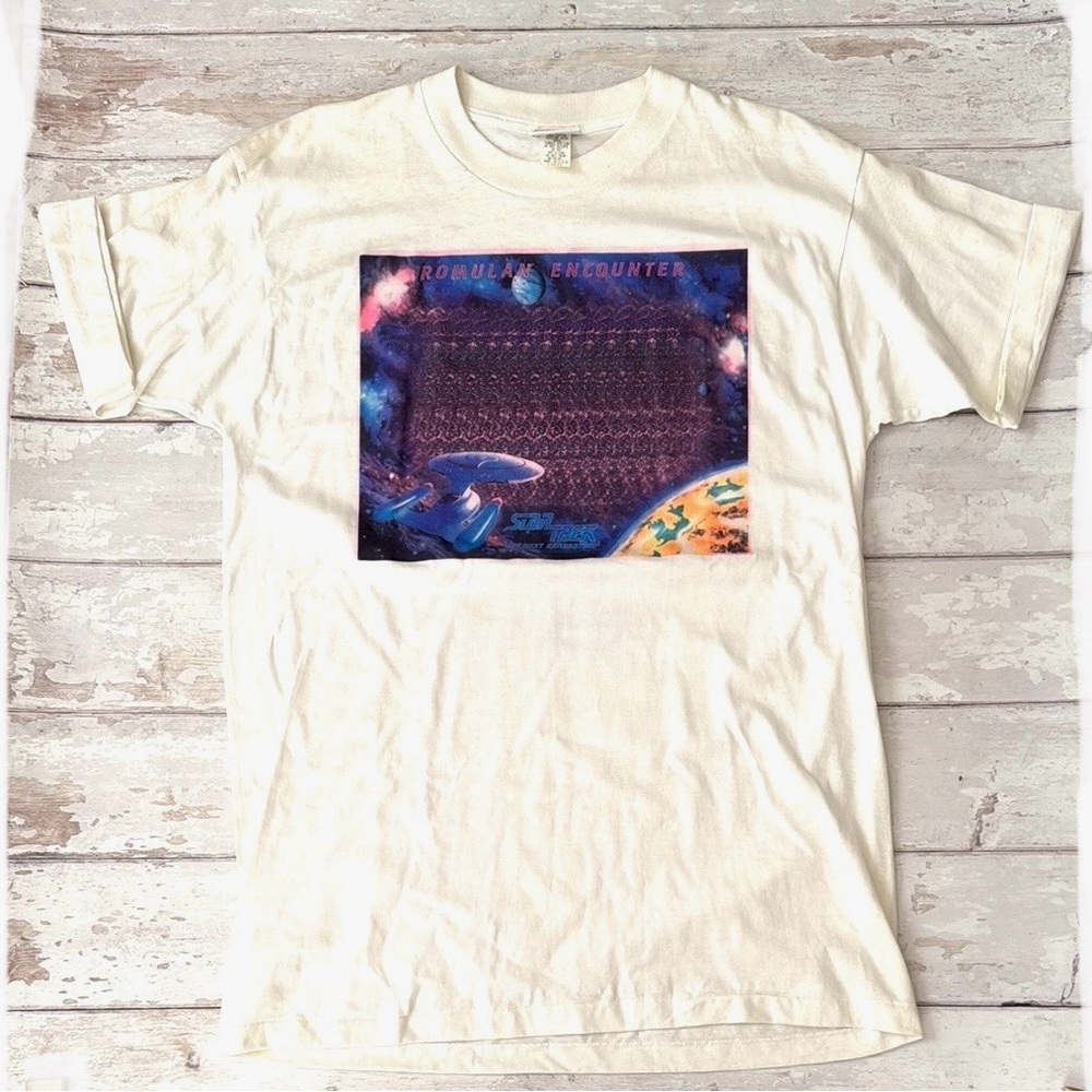 Star Trek L/G Men’s Large White Shirt Short Sleeve 100% Cotton Romulan Encounter